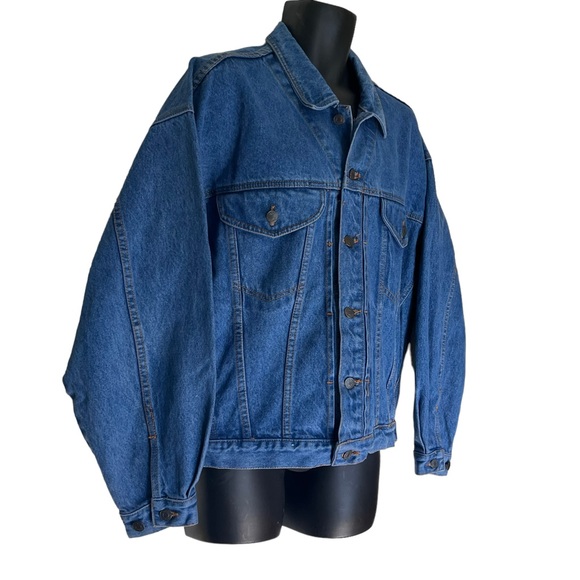VINTAGE JORDACHE Jean Jacket Men's Medium Women's Large Blue - Picture 4 of 8
